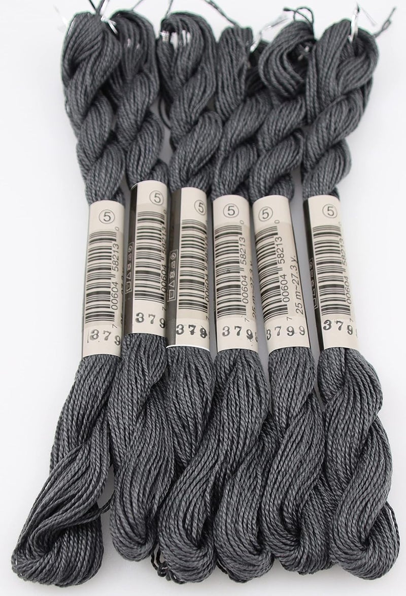 KCS 25 M/Skein Mercerized Pearl Cotton Crochet Needlepoint Thread,Size 5,6 skeins,Pewter Gray vy dk - Image 5